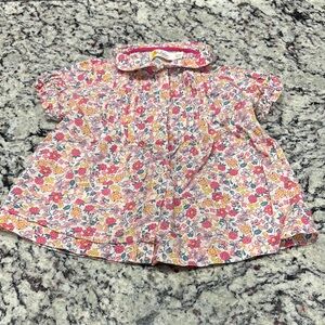“Baby Boden” Floral Baby Shirt, Size 18-24M, Short Sleeve, Collar, Buttons, EUC